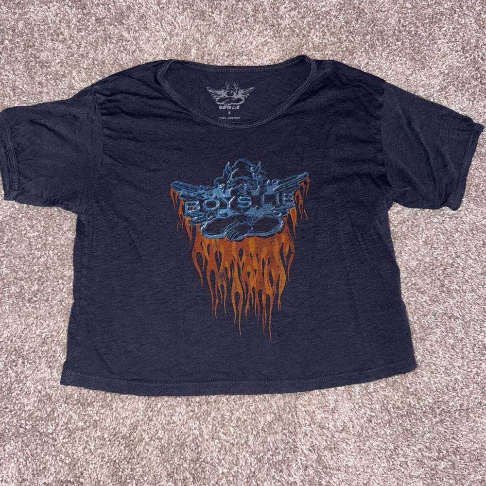 Boys Lie Ask Me If I Care Cropped Shirt Size S